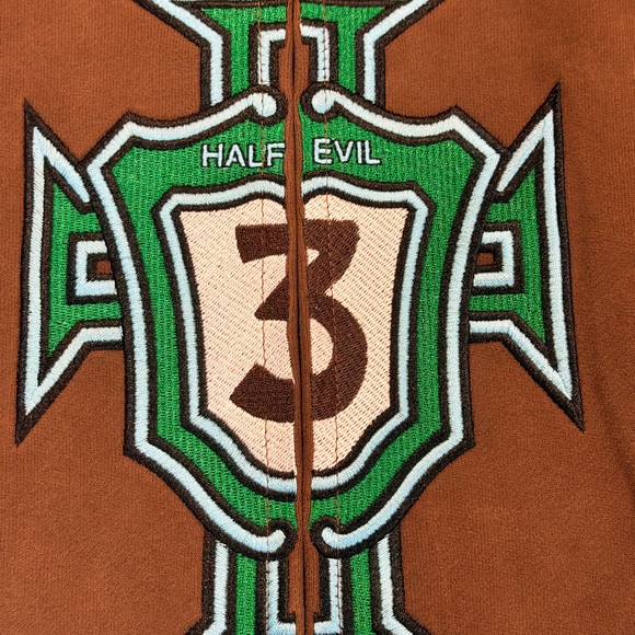 🔥Half Evil 333 Full Zip Hoodie Brown Embroidered Logo Size Large Rare NWT - Picture 5 of 6